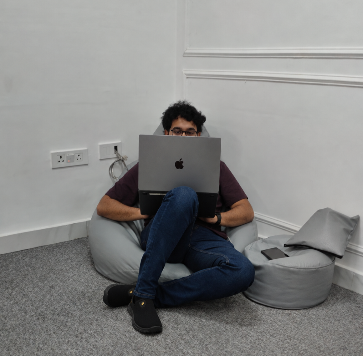 Sai Ankith Potapragada at work with a laptop
